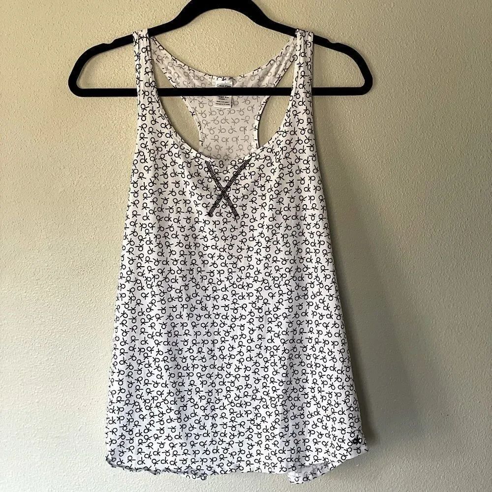 NWOT! Calvin Klein Black and White Logo Tank. Size Large.